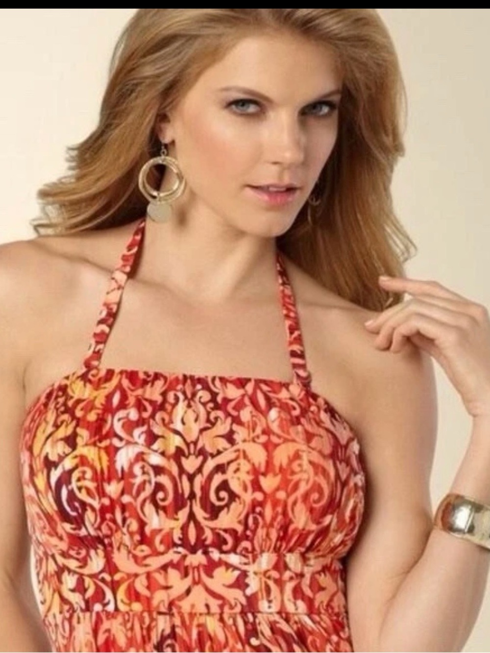 Soma maxi dress convertible strapless tapestry summer vacation orange red NWT - Picture 7 of 9